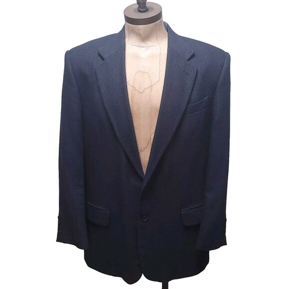 Oscar de la Renta Blazer Men 44L Blue Plaid Wool Sportscoat Jacket - Picture 1 of 16